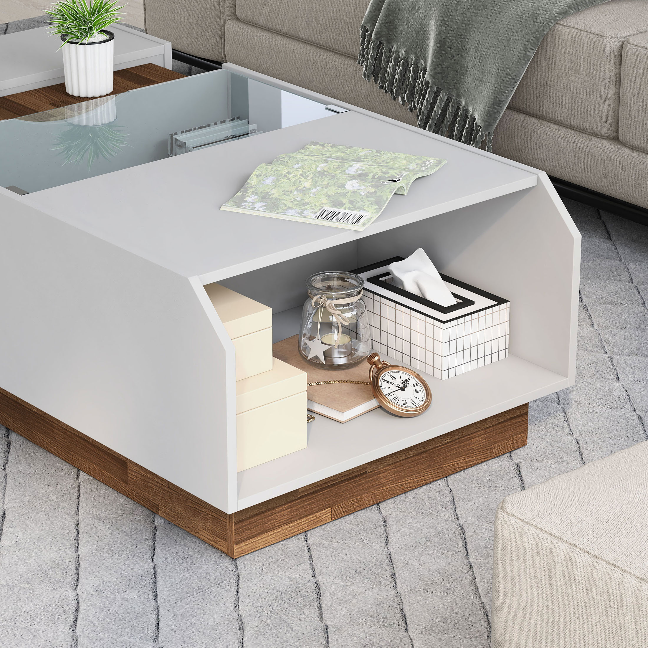 Furniture of America Eadgar Storage Coffee Table, White