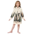thumbnail image 6 of FORMRS Niños Bathrobe Unisex Hooded Robe Soft Plush Pajamas Sleepwear, Size 7-9T, Beige Christmas Trees, 6 of 7