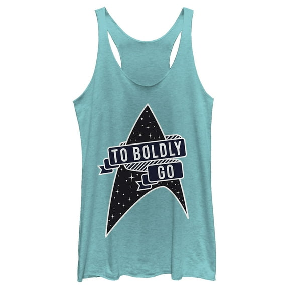 Women's Star Trek To Boldly Go Starfleet Racerback Tank Top Tahiti Blue X Large
