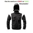 thumbnail image 5 of WTOBBY Men's Detachable Outdoor Jacket, Solid Color Workwear Style with Zippered Pockets, Long Sleeve Casual Coat for Practical Daily Use,Black 2XL, 5 of 5