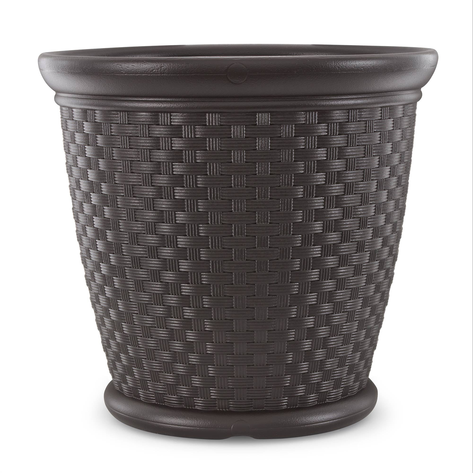 Suncast Sonora 22" Wicker Decorative Garden Flower Planter, Brown (4 Pack)