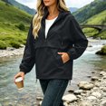 thumbnail image 6 of gbyLJF Womens Windbreaker Jacket Quarter Zip Hooded Pullover Waterproof Rain Jackets for Outdoor Hiking Running, 6 of 9