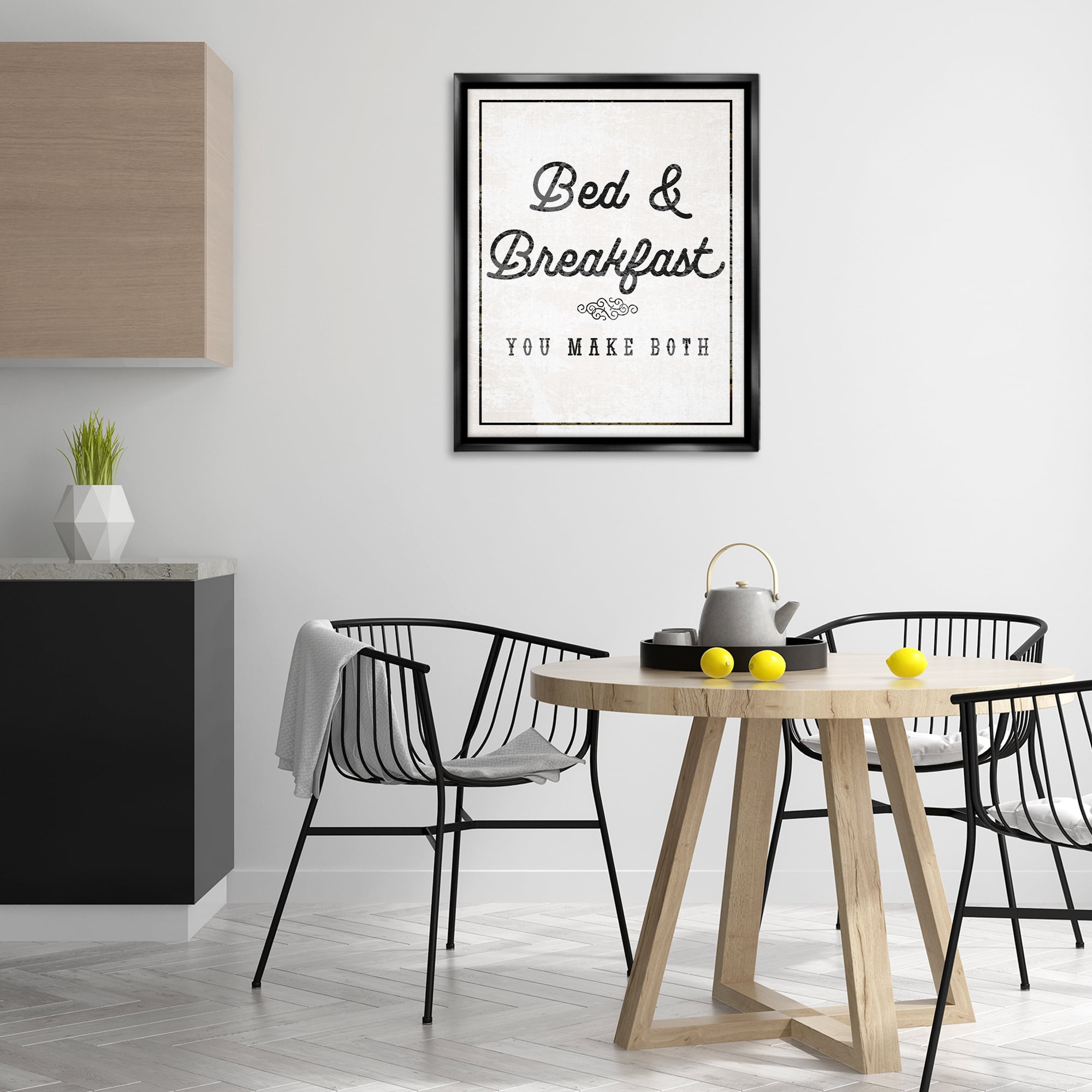 Stupell Industries Bed & Breakfast Humor Text & Numbers Painting Black Floater Framed Canvas Art Print Wall Art, 25 x 31
