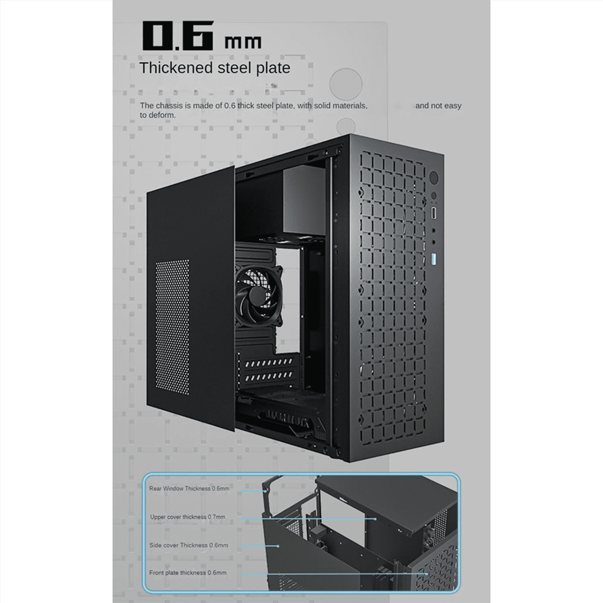 2X MINI Computer Case M-ATX/ ITX Computer PC USB2.0 Chassis Support SSD 3.5 Inch HDD Mini PSU Case,2 x computer case,Black