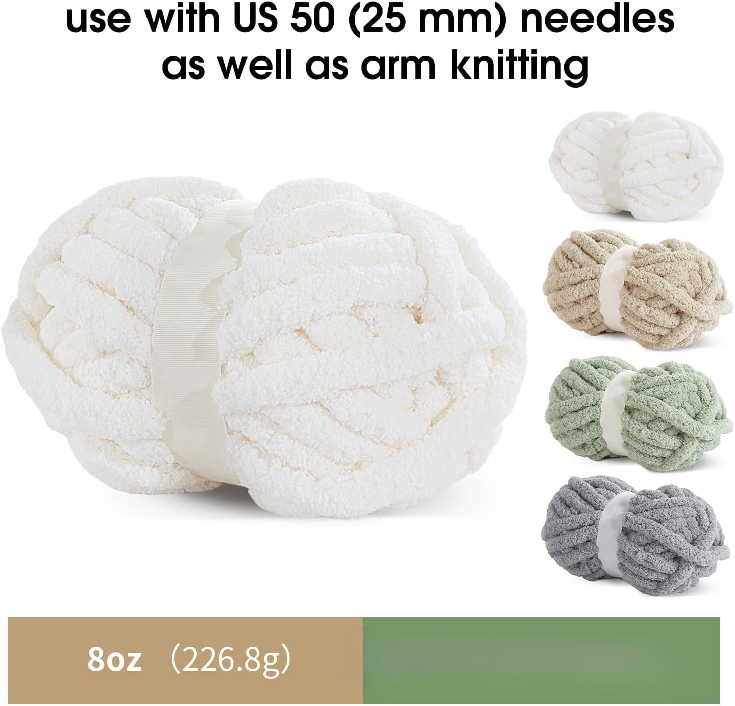 Assorted Chunky Yarn for Crocheting 8 Pack, Fluffy Jumbo Chenille Yarn, Soft Plush Yarn Bulky, Giant Thick Fuzzy Yarn for Hand or Arm Knitting (27 yds,8 oz Each Skein)