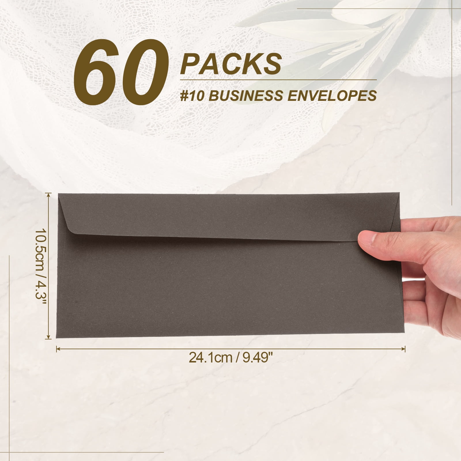 Uxcell 60 Pack Dark Coffee #10 Business Envelopes, Colored Self Seal Letter Size