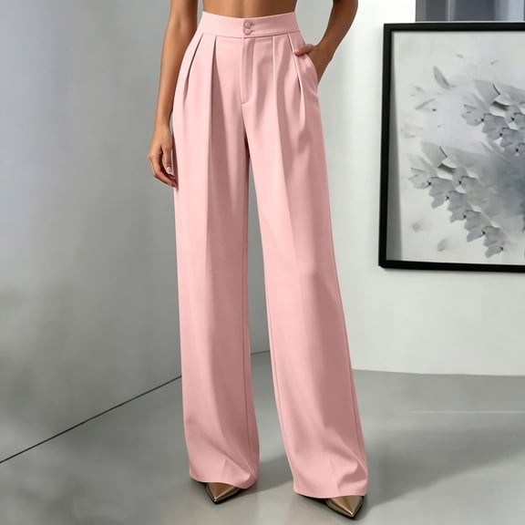 Straight Leg Dress Pants Women Casual Work Trousers Office Slacks for Women