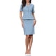 thumbnail image 2 of Conjunto de falda de 2 piezas Inspire Chic para mujeres, blazer de manga corta y faldas lápiz, atuendos formales de oficina casuales, L azul, 2 of 6
