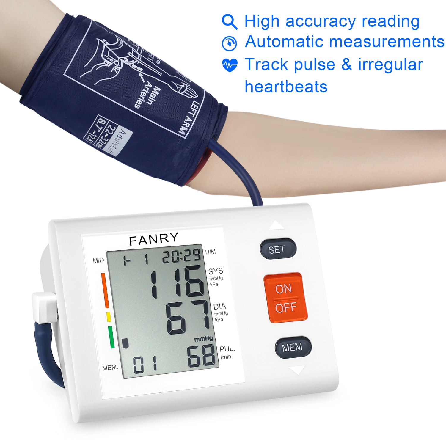 Blood Pressure Cuff – Electronic Digital Upper Arm Heart Monitor with LCD  Display Personal, 1 unit - Fry's Food Stores