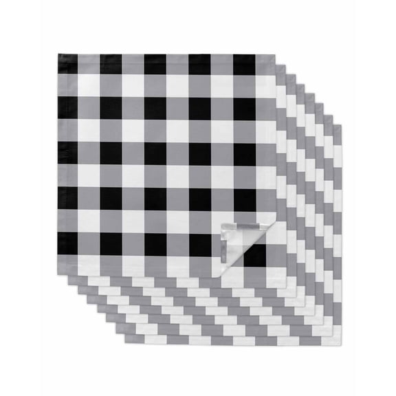 Vintage Farmhouse Cloth Napkins Washable Set of 8, Black and White Checkered Reusable Dinner Table Napkins Cloth Bulk for Weddings Kitchen Restaurants Hotel Events Parties 20 x 20 Inch