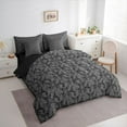 thumbnail image 3 of Feelyou Grey Tribal Damask Bedding Comforter Set 7pcs, Boho Gothic Ghost King Bedding Sets, 3 of 8