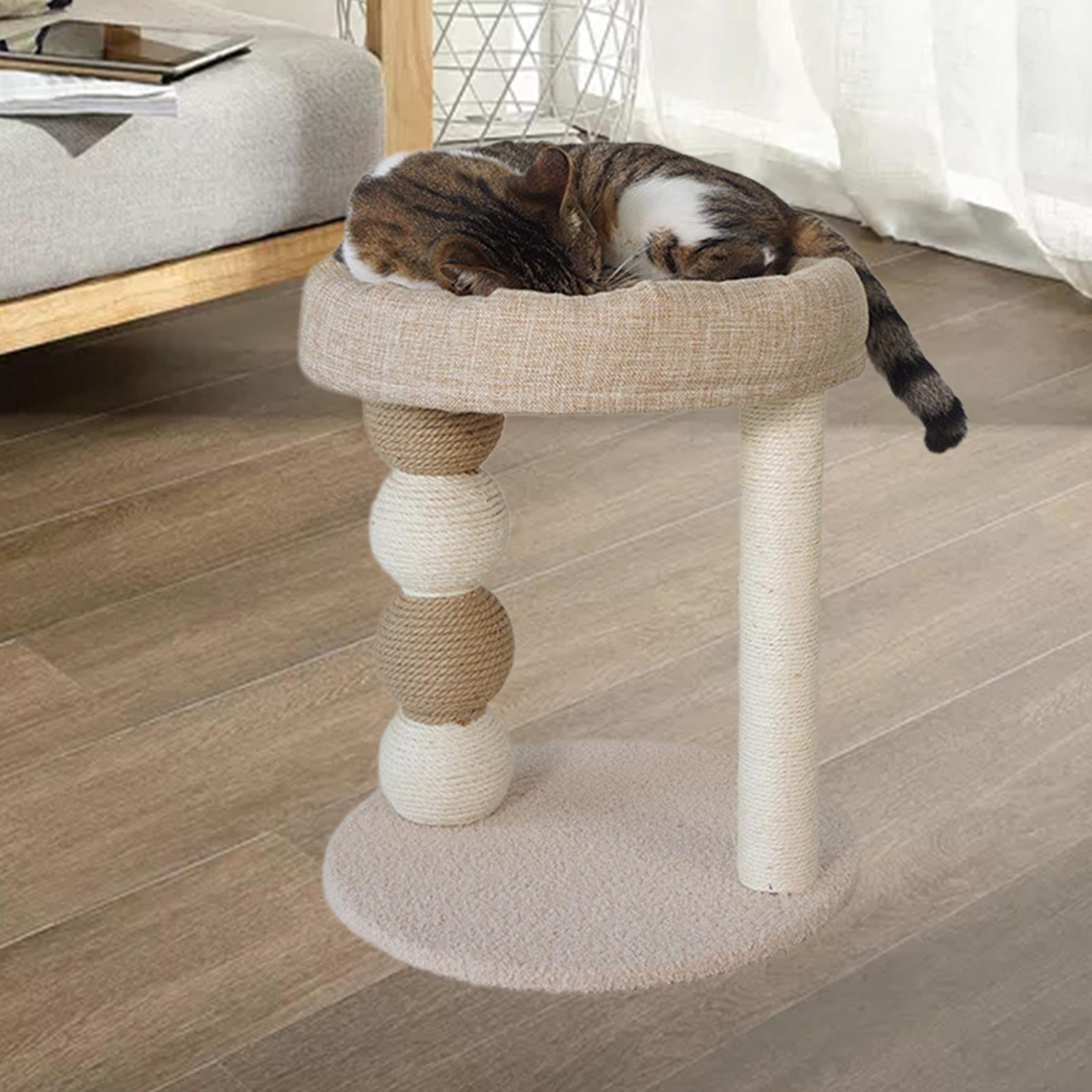Serenable Cat Scratch Post with Carpeted Base,Small Cat Tree,Cat Supplies Furniture,Kitty Playing Perch for Small Cat,Sisal Cat Scratcher brown