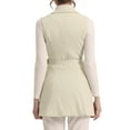 thumbnail image 3 of INSPIRE CHIC Women's Lapel Collar Trench Vest Double Breast Sleeveless Long Blazer, 3 of 5