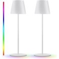 thumbnail image 1 of Lámpara de mesa LED de color adaptable, control táctil, para interior y exterior, resistente al agua, paquete de 2, altura de 38 cm, luz blanca cálida y RGB, 1 of 5