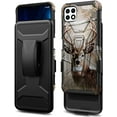 thumbnail image 2 of Boost Mobile Celero 5G Phone Case with Tempered Glass Screen Protector (Full Coverage), Nagebee Belt Clip Holster with Built-in Kickstand, Heavy Duty Shockproof Armor Rugged Case (Deer), 2 of 6