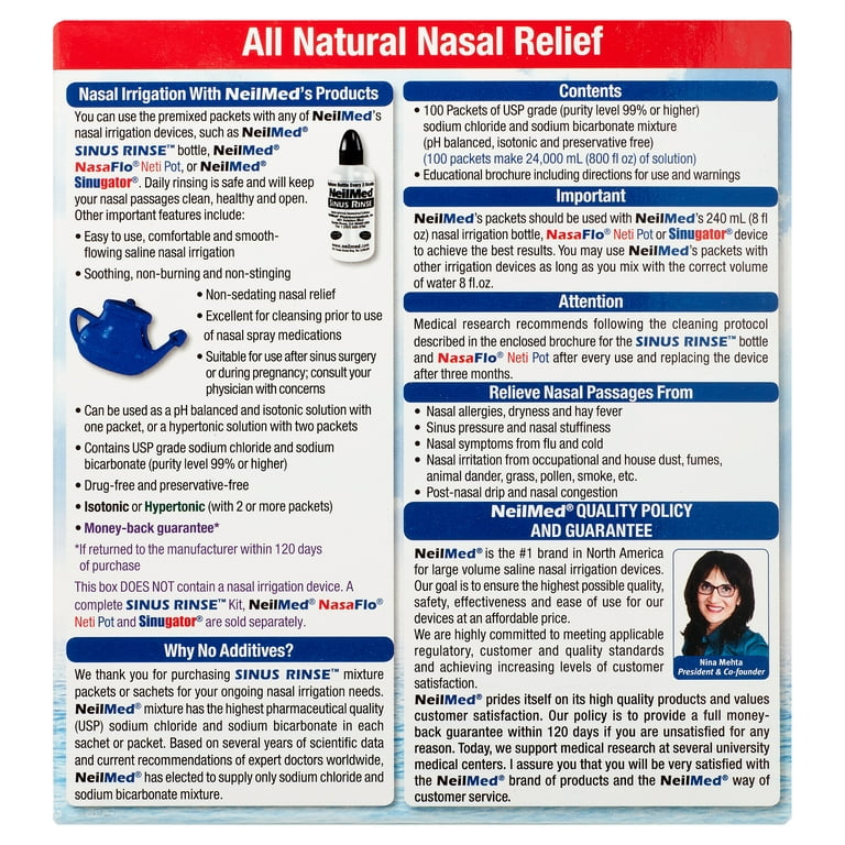 NeilMed Sinus Rinse Refill 120 Sachets, Allergies & Sinus