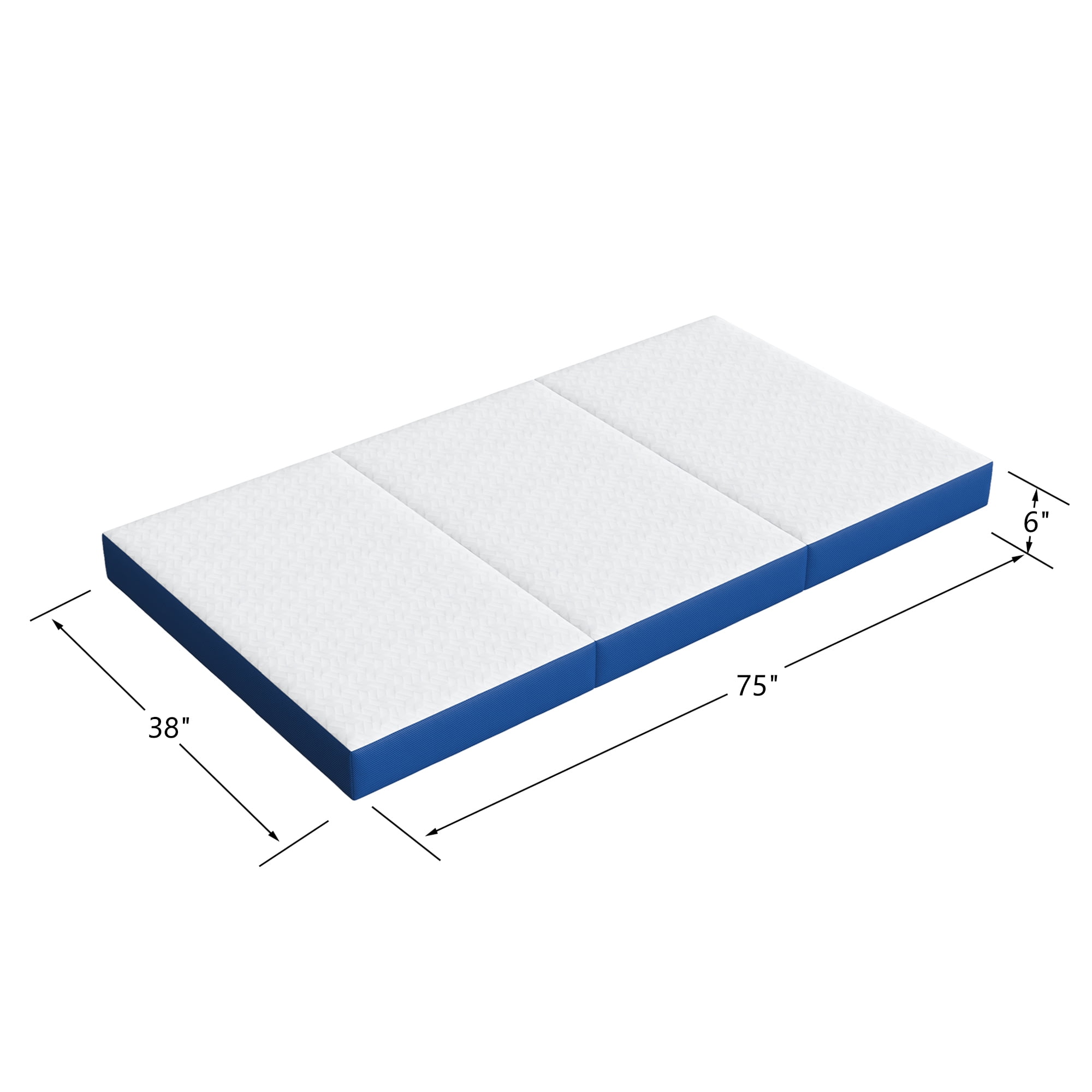 Soges 6 inch Tri-Fold Mattress Twin Size Memory Foam Mattress Portable Floor Mattress for Travel & Camping, Washable Cover Foldable Mat
