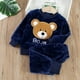 thumbnail image 1 of Conjunto de pijamas navideños de invierno para niños, ropa de dormir de 2 piezas con patrón de dibujos animados de felpa, ropa de dormir cálida con oso y cocodrilo de 1 a 3 años, 1 of 4