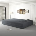 thumbnail image 3 of Modern Floor Sofa with 2 Pillows,Convertible Teddy Fabric Foam-Filled Sleeper Sofa Bed,15" Full Size Folding Mattress for Living Room,Guest Bed,Playroom,No Assembly Required (Grey), 3 of 12