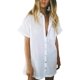 thumbnail image 1 of Xishao Mujer Vestido Corto de Playa Blusa de Manga Larga con Botones Cubrir Bikini Camisola y Pareos Blanco 17 Blanco 17 Xishao ropa, 1 of 2