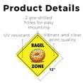 thumbnail image 2 of Bagel Plastic Crossing Sign - 12 Inch X 12 Inch Xing Sign Gift Breakfast Food Cafe Deli Bread Bakery Fresh Toast Cream Cheese Snack, 2 of 4