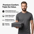 thumbnail image 3 of BILLIONHATS 3 Pack Men's Solid Colors Cotton T-Shirts Short Sleeve Lightweight Tees, Bulk (Large, Charcoal, l), 3 of 7