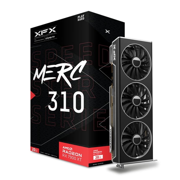 Tarjeta gráfica para juegos XFX Speedster MERC310 AMD Radeon RX 7900XT negra con 20 GB GDDR6, AMD RDNA 3 RX-79TMERCB9