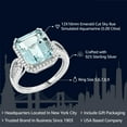 thumbnail image 2 of Gem Stone King 5.00 Cttw Simulated Aquamarine Ring for Women | 925 Sterling Silver | Emerald Cut 12X10MM | Available in Size 5,6,7,8,9, 2 of 7