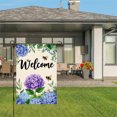 thumbnail image 3 of AMHNF Welcome Bee and Hydrangea Linen Garden Flag for Spring Summer Home Outdoor Garden Yard Door Decor 12x18 inch, 3 of 5