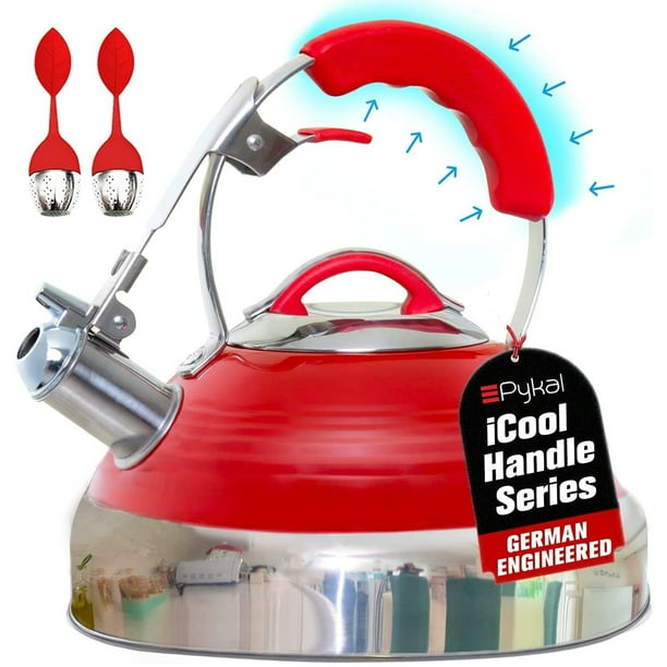Pykal Whistling Tea Kettle with iCool Handle and 2 Free Infusers