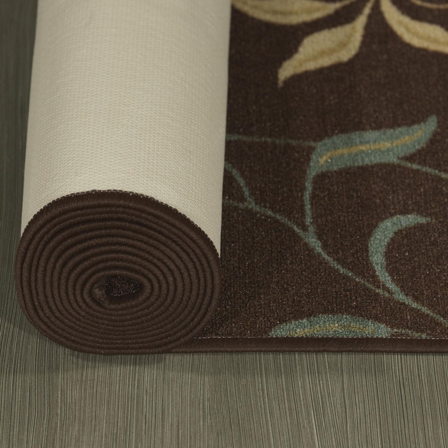 Ottomanson Ottohome Collection Non-Slip Rubberback Leaves Design Indoor Rug/ Mat