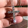 thumbnail image 2 of 3 CT Round Brilliant Cut Moissanite Cross Wedding Pendant Solid 14K White Gold Plated, 2 of 4