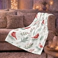 thumbnail image 5 of Red Cardinals Snowy Pine Boughs Festive Holiday, Festive Holiday Scene, Warm Flannel Blanket for Living Room and Reading Nook, Art Lovers Christmas Gift, Festive Home Decor, 5 of 7