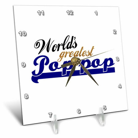 3dRose Worlds Greatest Pop-pop - grandfather nickname - Best Granddad - Grandpa appreciation gifts, Desk Clock, 6 by