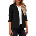 thumbnail image 7 of VISALY Cropped Cardigan Thin Cardigans Lightweight Fall Clothes Fashion Long Sleeve Notch Cardigans Open Front Slim Fit Work Cropped Jackets Coat Brown Jackets Dress Cardigan Comfy Sweaters Black S, 7 of 7