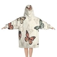 thumbnail image 2 of Beige Butterfly Pattern Blanket Hoodies for Kids 6-13YR Oversize Wearable Blanket Hoodies for Boys Girls Teens, 2 of 7