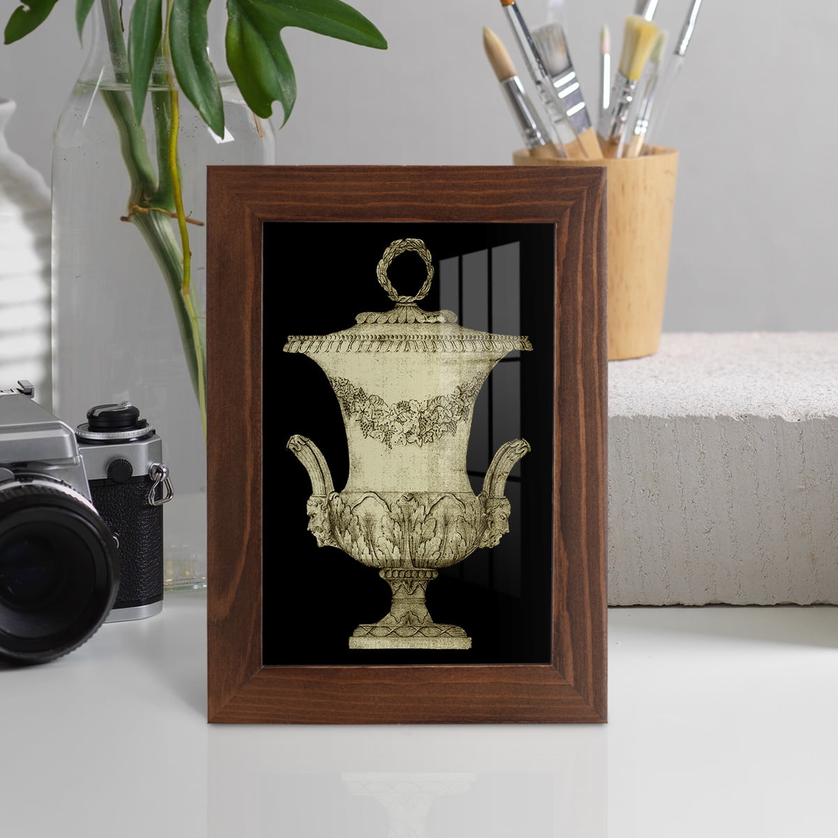 Garden Antiquities III -Framed Print w/glass-Chestnut