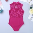 thumbnail image 4 of Sxiwei Kids Girls's 1PC Lace Leotards for Girls Ballet Dance Gymnastics Jump Suit with Round Neckline Rose Red L, 4 of 7