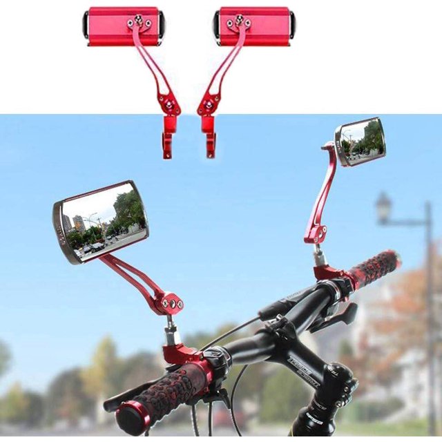 1 Pair of Bicycle Rearview Mirrors (Red), Aluminum Mountain Bike Modified Rearview Mirrors.