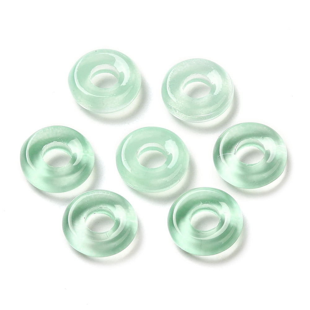 500 pc Transparent Glass European Beads Large Hole Flat Round Mixed Color 12x4mm Hole: 5mm