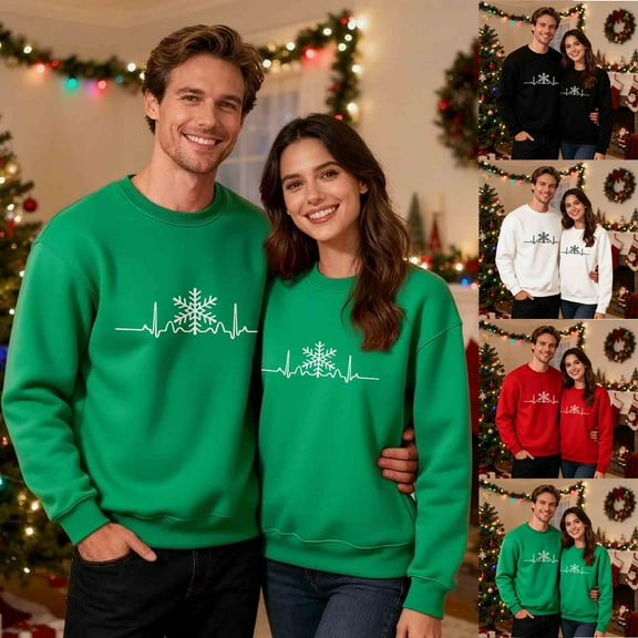 CFLVAEK Womens and Mens Christmas Sweatshirts Novelty Snowflakes Graphic Pullovers Plus Size Long Sleeve Crewneck Sweatshirt for Xmas Christmas Gifts