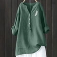thumbnail image 2 of LSLJS Cotton Linen Shirts for Women Plus Size V-Neck Long Sleeve Shirts Casual Cute Print Half Botton Blouse, S-4XL, 2 of 4