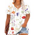 thumbnail image 2 of Plus Size T Shirts for Women Classic Fit Summer Tops Vintage Floral Tunic Top with Leggings Fashion Beach Vacation Outfits Ladies Oversized Tee Shirts Casual Loose Blouses, 2 of 5