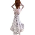 thumbnail image 2 of Summer Saving Wycnly Formal Dresses for Women Long Sleeve Round Neck Solid Summer Maxi Dresses Wedding Guest Bridesmaids Elegant Lace Mermaid Dress White S, 2 of 7