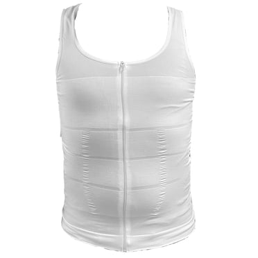 Fermeture à Glissière Fermeture à Glissière Chemise Aspect Plus Mince Soutien Instantané Correction de Posture Contrôle Ferme pour Hommes - Grand - Blanc