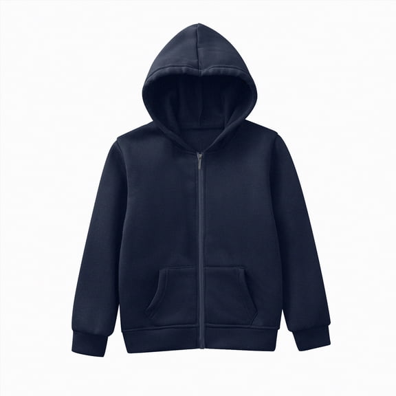 Ccpelsie Boys Girls Full-Zip Hoodie Sweatshirt, Soft Fabric with Pockets for Big/Little Kids(Navy,12-18 Months)