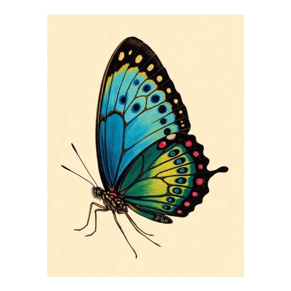 Diamond Art Kit for Adults, Blue Yellow Vibrant Butterfly Illustration Diamond Painting for Adults Beginners, DIY Diamond Art Painting Kits, 5D Diamond Painting Crafts for Home Decor 12x16 Frameless