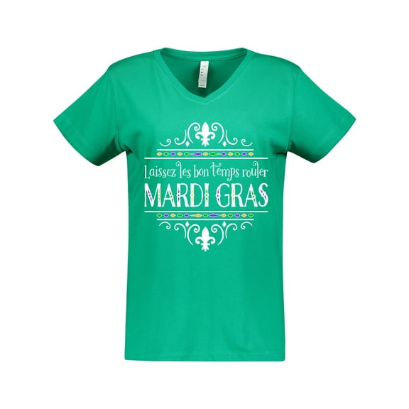 Inktastic Laissez Les Bon Temps Rouler Mardi Gras Women's V-Neck T-Shirt