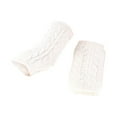 thumbnail image 2 of Dyfzdhu Women Winter Warm Fingerless Gloves Crochet Thumbhole Knit Wrist Warmers Mittens White, 2 of 3