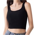 thumbnail image 2 of Fanxing Women's Plus Size Yoga Tanks Tops with Built in Bra Scoop Neck Stretchy Camisoles 2025 Summer Camisole Cami Undershirt Black,XXXL, 2 of 7